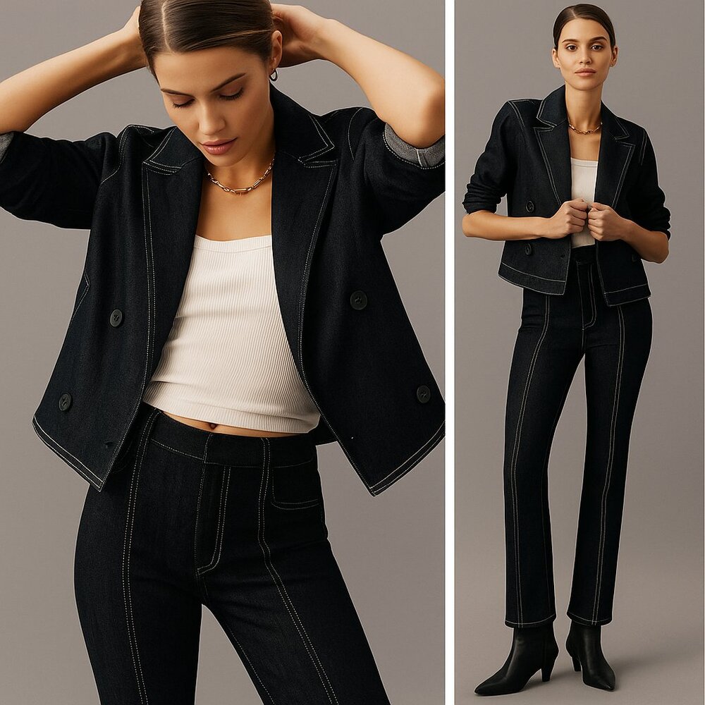 NWT Anthropologie Maeve Boxy Rinsed Denim Blazer